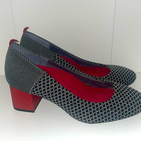Betabrand Shoes - Vintage heels red thick cloth heels pattern heels work heels block heels